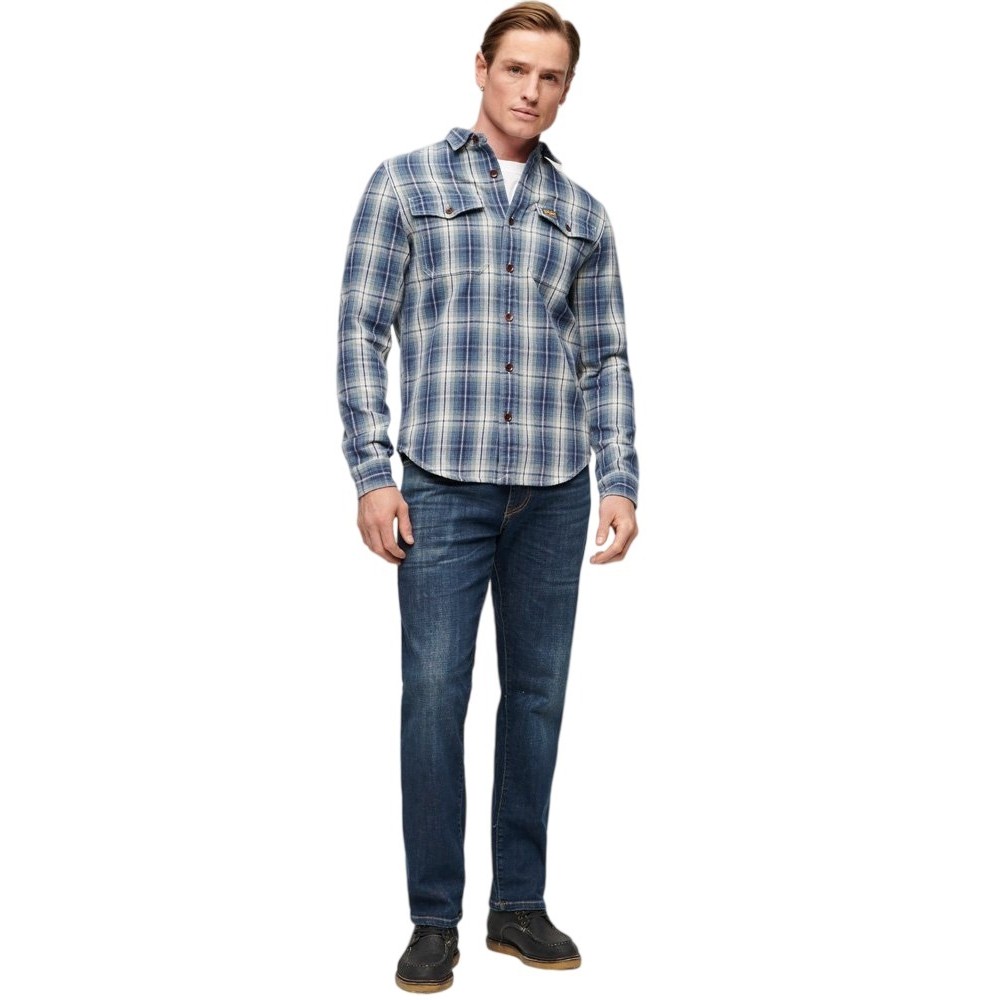 SUPERDRY WORKER CHECK SHIRT ΠΟΥΚΑΜΙΣΟ ΑΝΔΡΙΚΟ BLUE