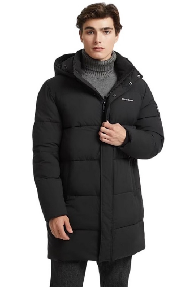 GUESS JEANS MID LENGHT PUFFER JACKET ΜΠΟΥΦΑΝ ΑΝΔΡΙΚΟ BLACK