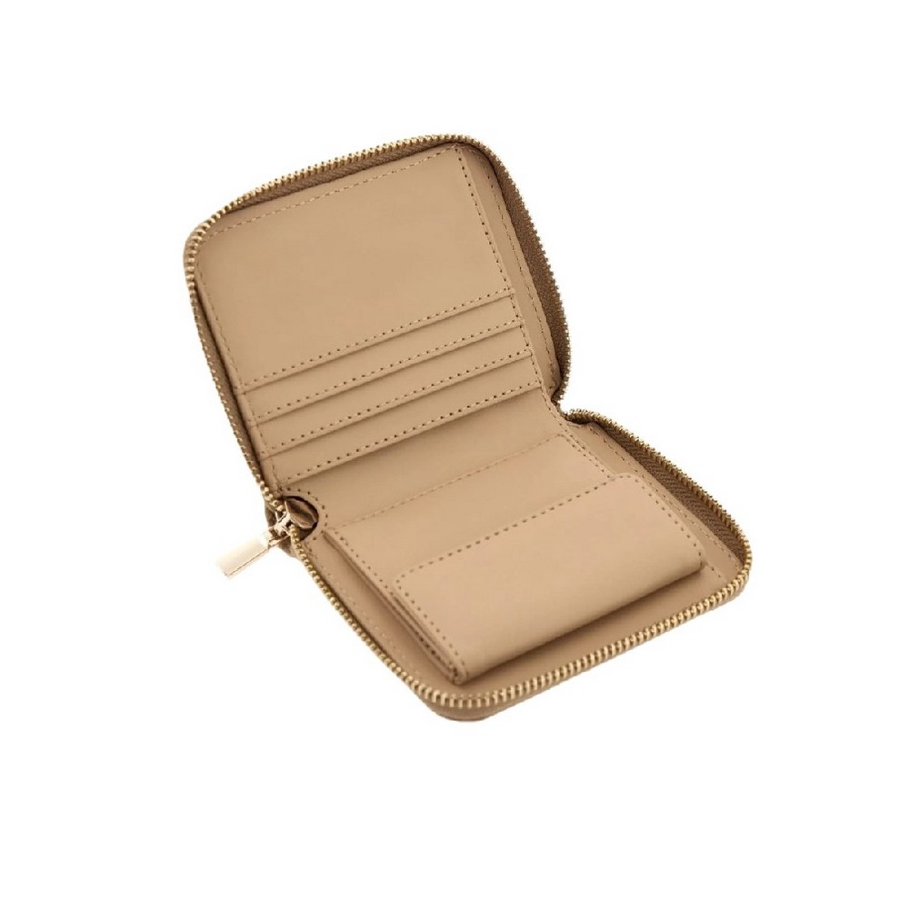 GUESS ELLA LOGO SLG SMALL ZIP AROUND ΠΟΡΤΟΦΟΛΙ ΓΥΝΑΙΚΕΙΟ BEIGE