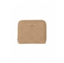 GUESS ELLA LOGO SLG SMALL ZIP AROUND ΠΟΡΤΟΦΟΛΙ ΓΥΝΑΙΚΕΙΟ BEIGE