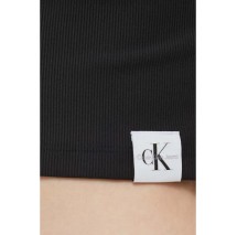 CALVIN KLEIN JEANS TAB SPLIT NECK RIB TOP ΤΟΠ ΓΥΝΑΙΚΕΙΟ BLACK