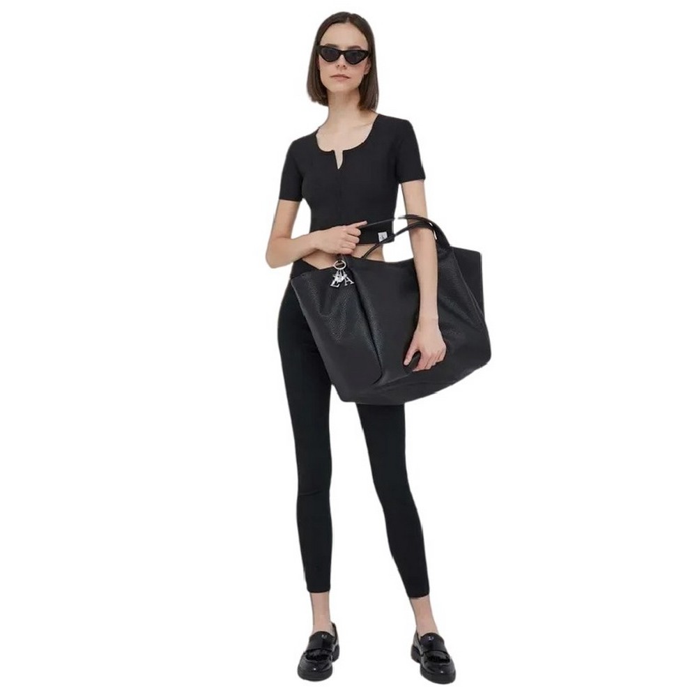 CALVIN KLEIN JEANS TAB SPLIT NECK RIB TOP ΤΟΠ ΓΥΝΑΙΚΕΙΟ BLACK