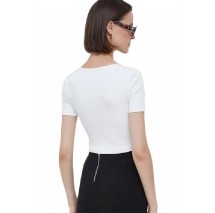 CALVIN KLEIN JEANS TAB SPLIT NECK RIB TOP ΤΟΠ ΓΥΝΑΙΚΕΙΟ WHITE