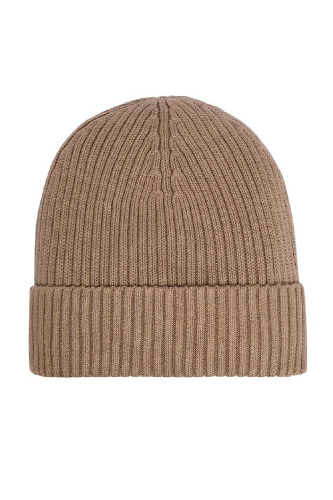 CALVIN KLEIN PATCH CHUNKY RIB COTTON BEANIE ΣΚΟΥΦΟΣ ΑΝΔΡΙΚΟΣ TAUPE
