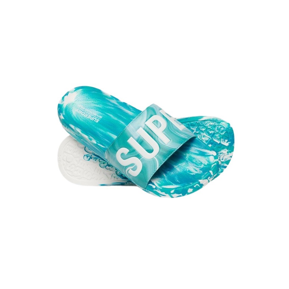 SUPERDRY MARBLE VEGAN POOL SLIDE ΠΑΝΤΟΦΛΑ ΓΥΝΑΙΚΕΙΟ TIRQUOISE