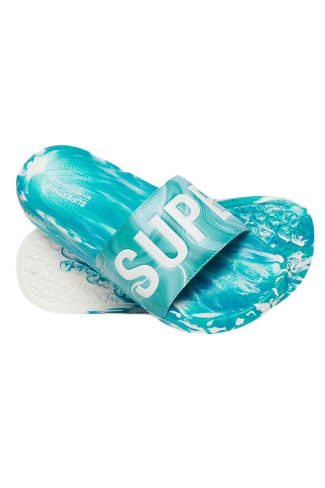 SUPERDRY MARBLE VEGAN POOL SLIDE ΠΑΝΤΟΦΛΑ ΓΥΝΑΙΚΕΙΟ TIRQUOISE