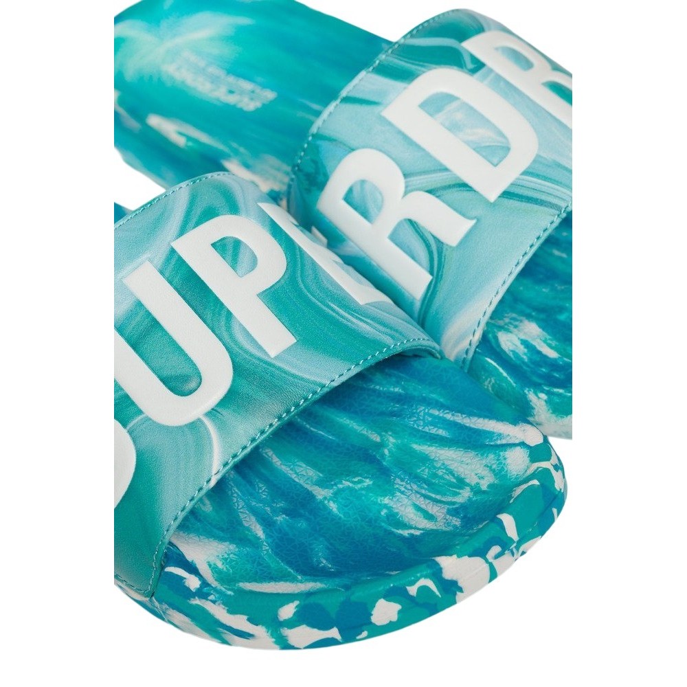 SUPERDRY MARBLE VEGAN POOL SLIDE ΠΑΝΤΟΦΛΑ ΓΥΝΑΙΚΕΙΟ TIRQUOISE