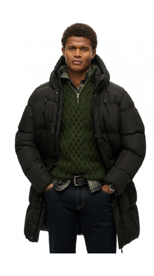 SUPERDRY SDCD HOODED SPORTS PUFFER MID JKT ΜΠΟΥΦΑΝ ΑΝΔΡΙΚΟ BLACK