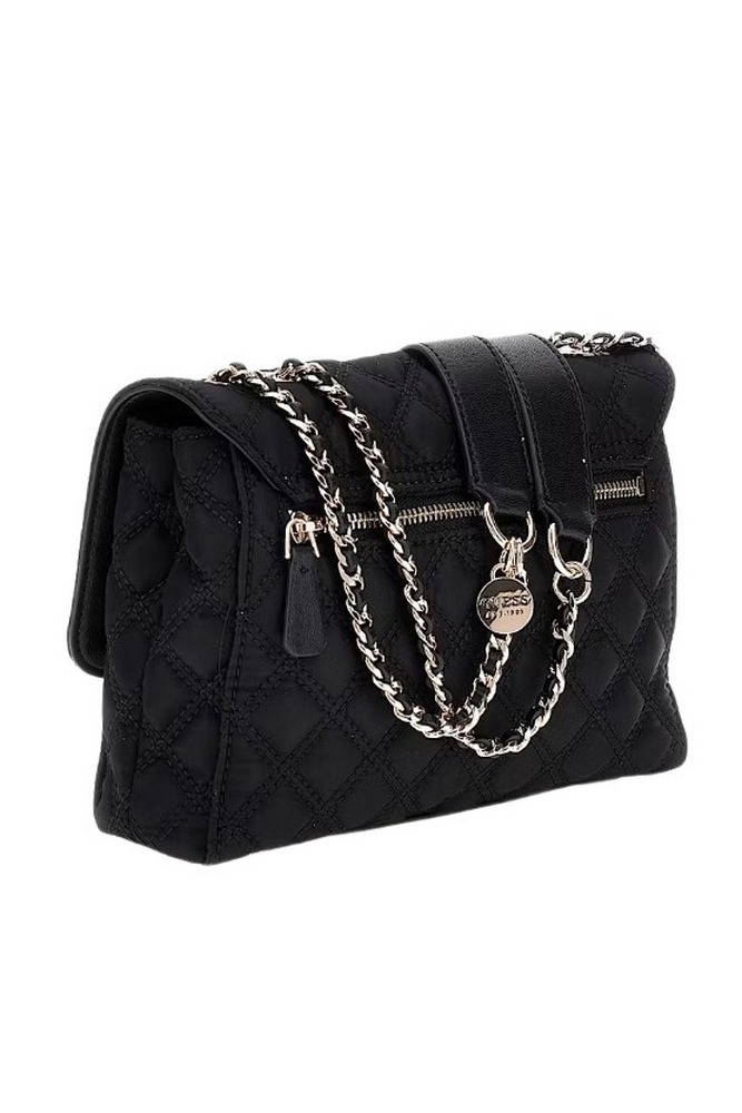GUESS GIULLY 2 COMP CNVRTBLE FLAP ΤΣΑΝΤΑ ΓΥΝΑΙΚΕΙΑ BLACK
