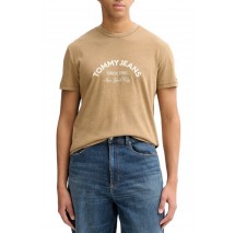 TOMMY JEANS REG CENTER ARCH T-SHIRT ΜΠΛΟΥΖΑ ΑΝΔΡΙΚΗ TAUPE