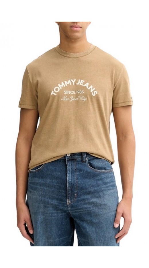 TOMMY JEANS REG CENTER ARCH T-SHIRT ΜΠΛΟΥΖΑ ΑΝΔΡΙΚΗ TAUPE