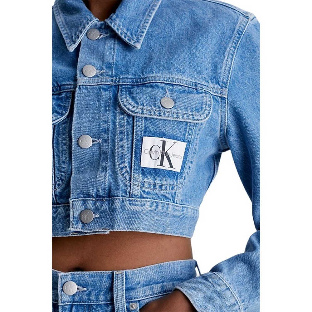 CALVIN KLEIN JEANS EXTREME CROP 90S DENIM JACKET ΜΠΟΥΦΑΝ ΓΥΝΑΙΚΕΙΟ BLUΕ DENIM