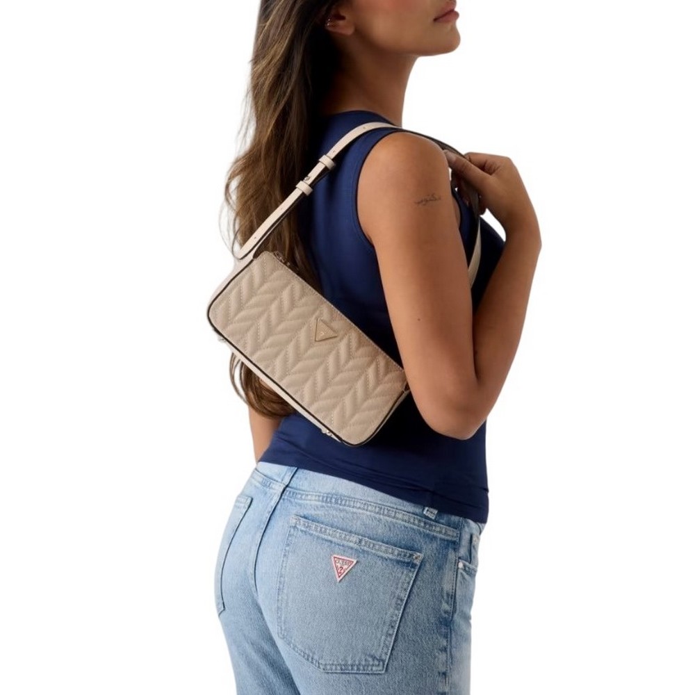 GUESS STACEY MINI SHOULDER BAG ΤΣΑΝΤΑ ΓΥΝΑΙΚΕΙΑ BEIGE