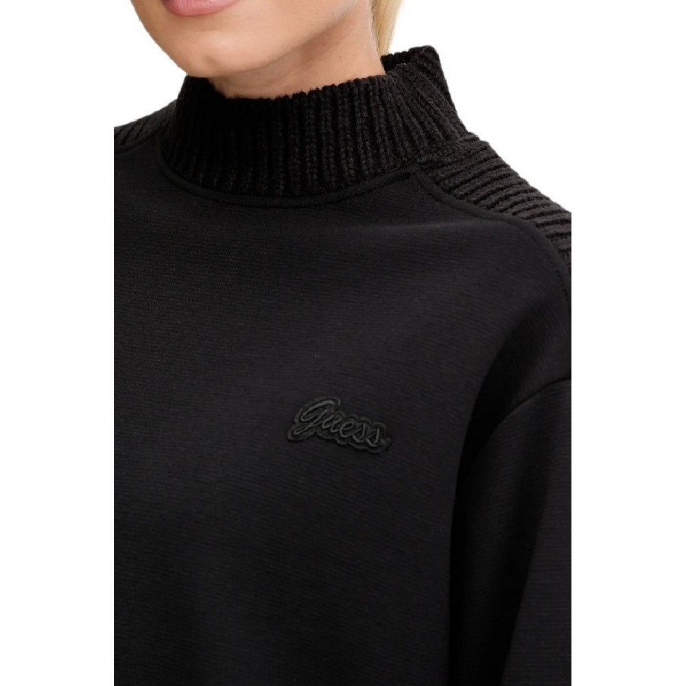 GUESS DORA CN SWEATSHIRT ΦΟΥΤΕΡ ΜΠΛΟΥΖΑ ΓΥΝΑΙΚΕΙΑ BLACK