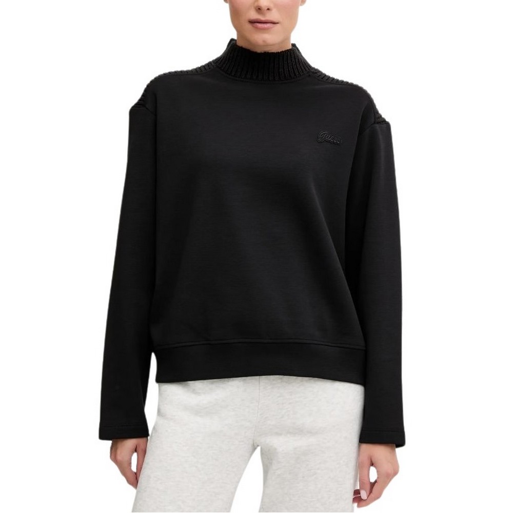 GUESS DORA CN SWEATSHIRT ΦΟΥΤΕΡ ΜΠΛΟΥΖΑ ΓΥΝΑΙΚΕΙΑ BLACK