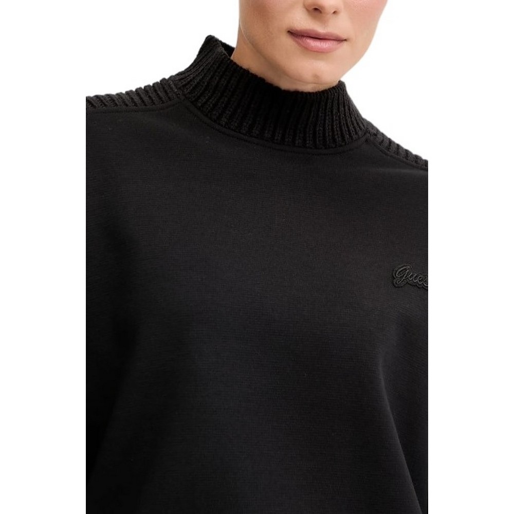 GUESS DORA CN SWEATSHIRT ΦΟΥΤΕΡ ΜΠΛΟΥΖΑ ΓΥΝΑΙΚΕΙΑ BLACK
