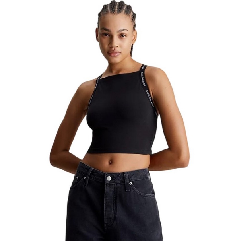 CALVIN KLEIN JEANS LOGO ELASTIC STRAPPY TOP ΤΟΠ ΓΥΝΑΙΚΕΙΟ BLACK