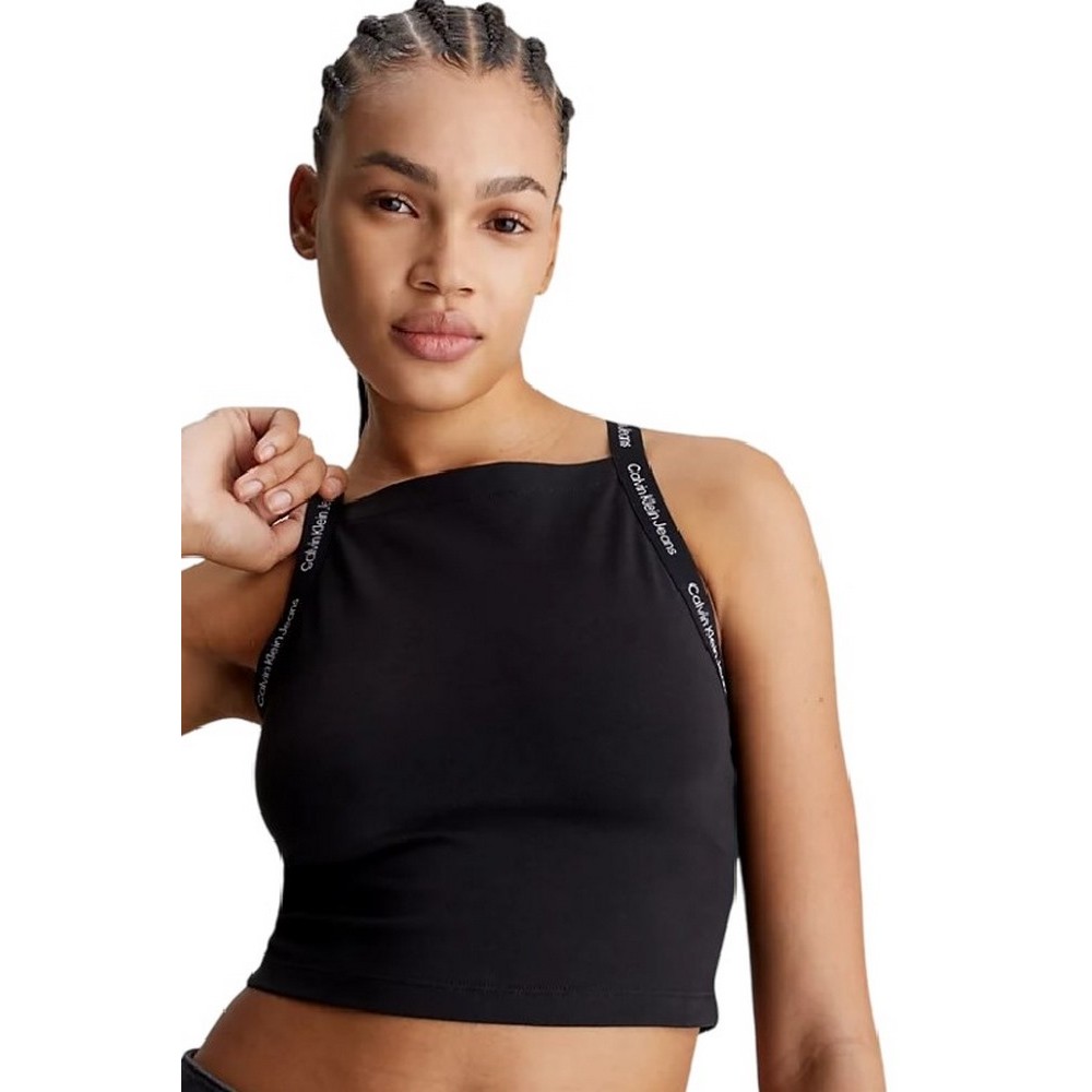 CALVIN KLEIN JEANS LOGO ELASTIC STRAPPY TOP ΤΟΠ ΓΥΝΑΙΚΕΙΟ BLACK