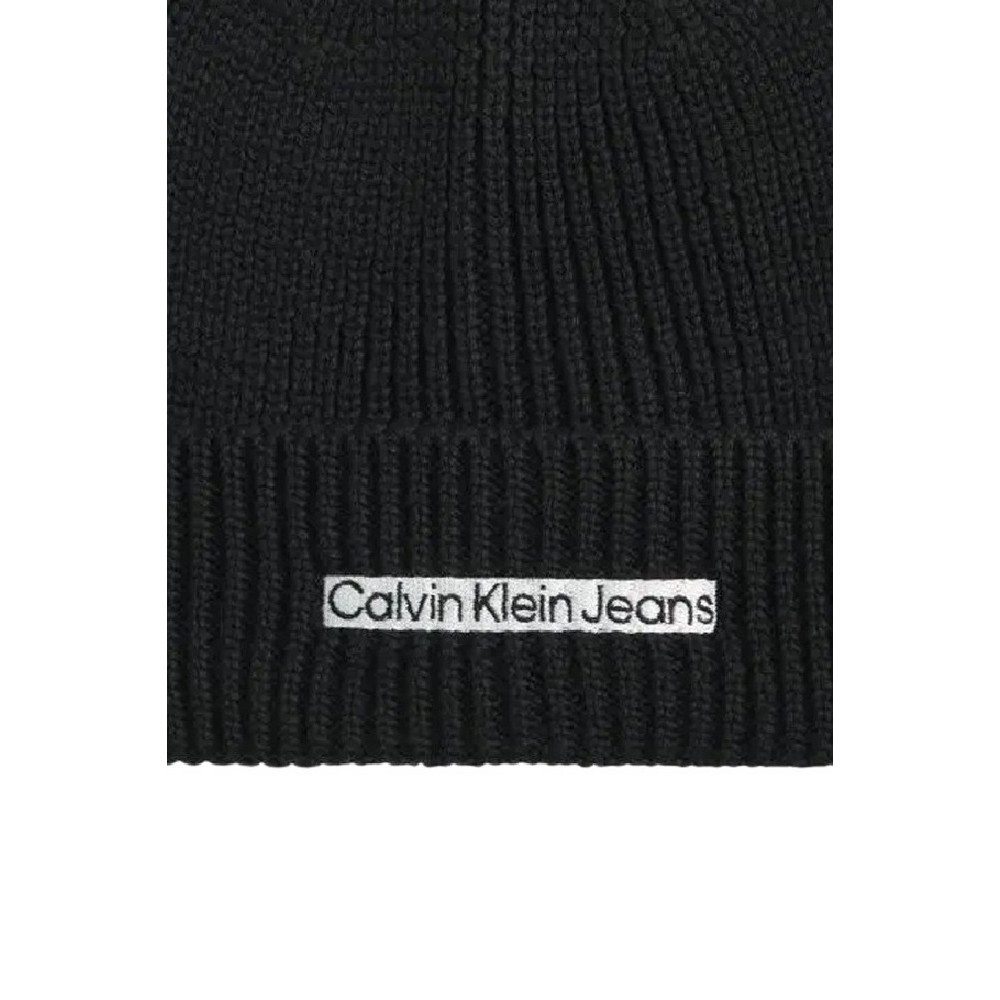 CALVIN KLEIN JEANS INSTITUTIONAL PATCH BEANIE ΣΚΟΥΦΟΣ ΑΝΔΡΙΚΟΣ BLACK