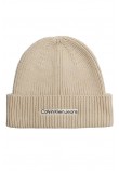 CALVIN KLEIN JEANS INSTITUTIONAL PATCH BEANIE ΣΚΟΥΦΟΣ ΑΝΔΡΙΚΟΣ BEIGE