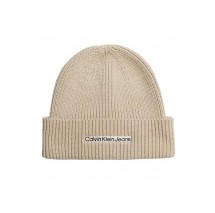 CALVIN KLEIN JEANS INSTITUTIONAL PATCH BEANIE ΣΚΟΥΦΟΣ ΑΝΔΡΙΚΟΣ BEIGE
