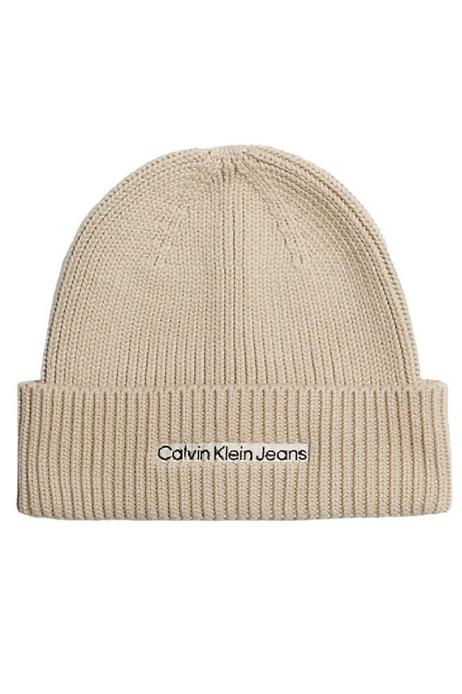 CALVIN KLEIN JEANS INSTITUTIONAL PATCH BEANIE ΣΚΟΥΦΟΣ ΑΝΔΡΙΚΟΣ BEIGE