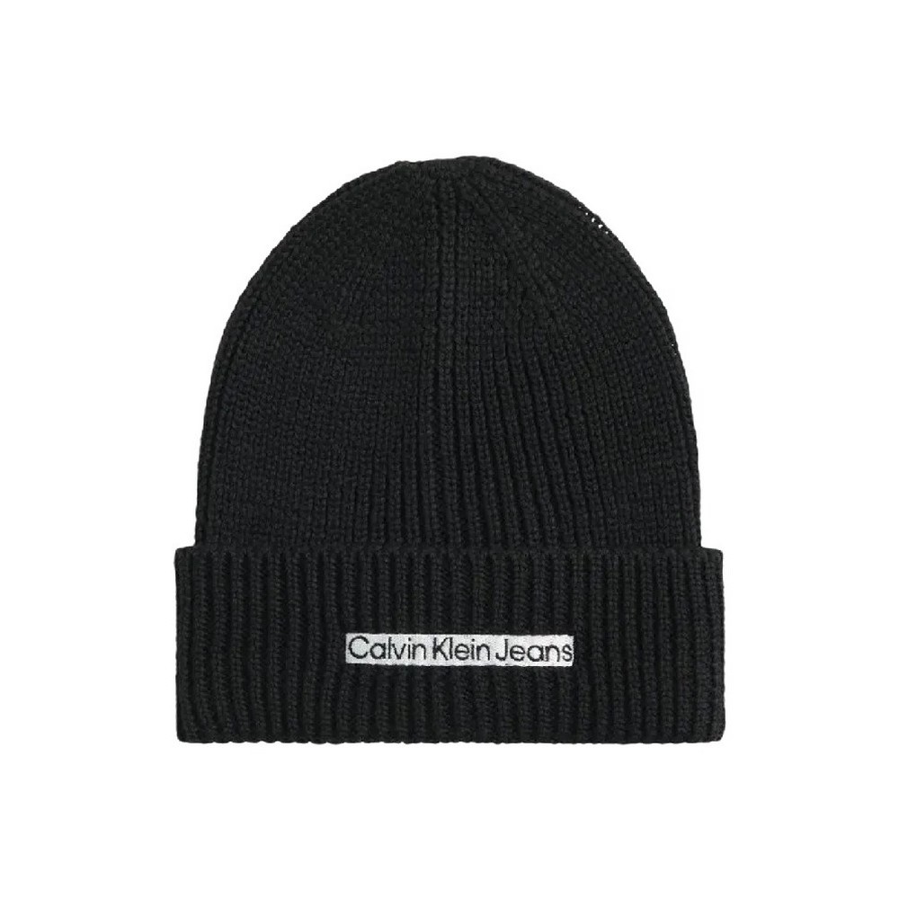 CALVIN KLEIN JEANS INSTITUTIONAL PATCH BEANIE ΣΚΟΥΦΟΣ ΑΝΔΡΙΚΟΣ BLACK