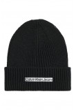 CALVIN KLEIN JEANS INSTITUTIONAL PATCH BEANIE ΣΚΟΥΦΟΣ ΑΝΔΡΙΚΟΣ BLACK