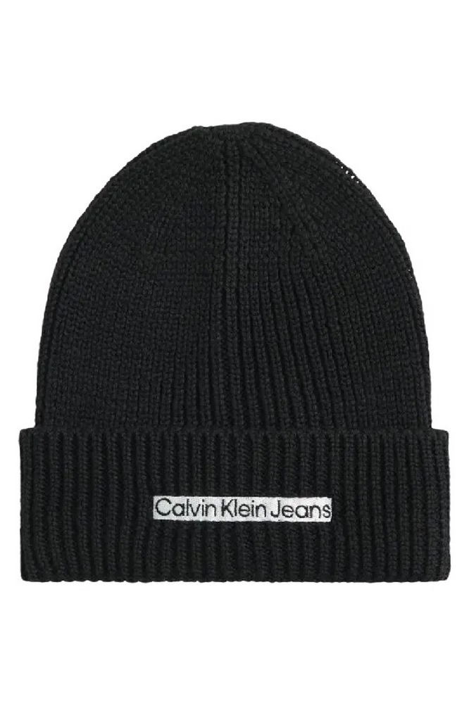 CALVIN KLEIN JEANS INSTITUTIONAL PATCH BEANIE ΣΚΟΥΦΟΣ ΑΝΔΡΙΚΟΣ BLACK