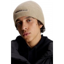 CALVIN KLEIN JEANS INSTITUTIONAL PATCH BEANIE ΣΚΟΥΦΟΣ ΑΝΔΡΙΚΟΣ BEIGE