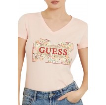 GUESS LOGO FLOWERS T-SHIRT ΜΠΛΟΥΖΑ ΓΥΝΑΙΚΕΙΑ PEACH