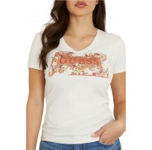 GUESS LOGO FLOWERS T-SHIRT ΜΠΛΟΥΖΑ ΓΥΝΑΙΚΕΙΑ WHITE