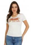 GUESS LOGO FLOWERS T-SHIRT ΜΠΛΟΥΖΑ ΓΥΝΑΙΚΕΙΑ WHITE