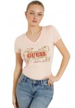 GUESS LOGO FLOWERS T-SHIRT ΜΠΛΟΥΖΑ ΓΥΝΑΙΚΕΙΑ PEACH