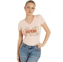 GUESS LOGO FLOWERS T-SHIRT ΜΠΛΟΥΖΑ ΓΥΝΑΙΚΕΙΑ PEACH