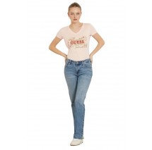 GUESS LOGO FLOWERS T-SHIRT ΜΠΛΟΥΖΑ ΓΥΝΑΙΚΕΙΑ PEACH