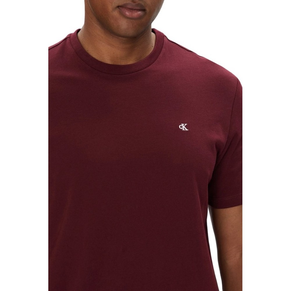CALVIN KLEIN JEANS SMOOTH CTTN SOLID CREWNK TEE T-SHIRT ΜΠΛΟΥΖΑ ΑΝΔΡΙΚΗ BORDEAUX