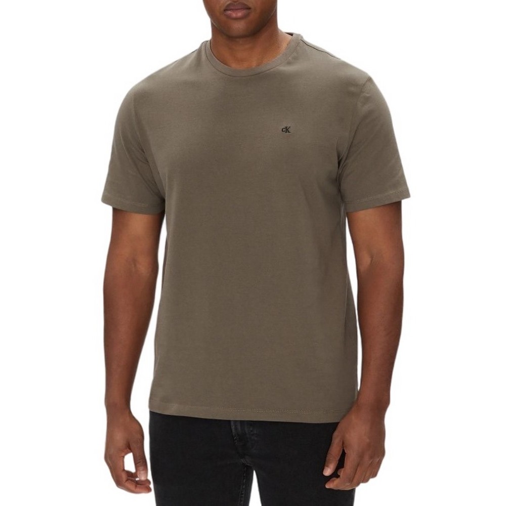 CALVIN KLEIN JEANS SMOOTH CTTN SOLID CREWNK TEE T-SHIRT ΜΠΛΟΥΖΑ ΑΝΔΡΙΚΗ BROWN
