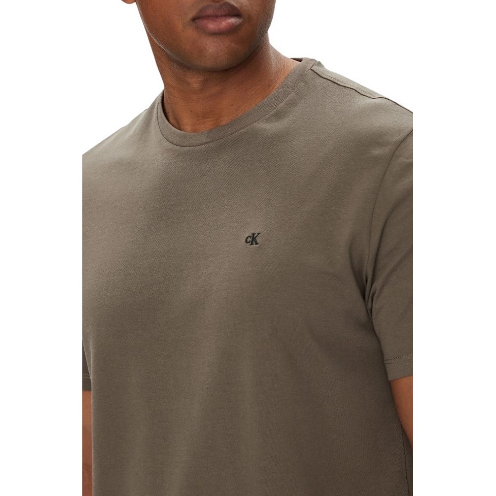CALVIN KLEIN JEANS SMOOTH CTTN SOLID CREWNK TEE T-SHIRT ΜΠΛΟΥΖΑ ΑΝΔΡΙΚΗ BROWN