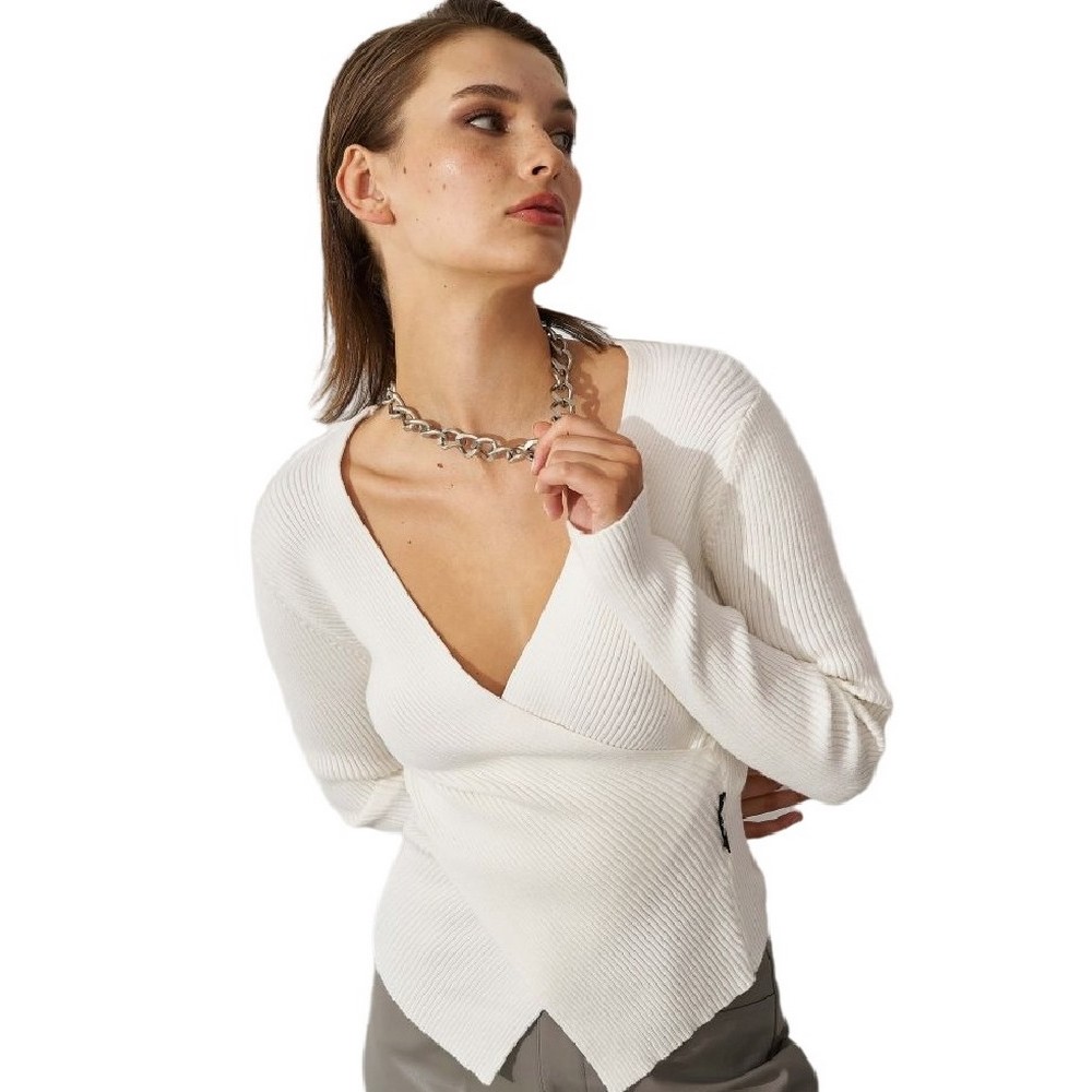 ALE BLOUSE KNIT RIBBED 8P20477 ΜΠΛΟΥΖΑ ΠΛΕΚΤΗ ΓΥΝΑΙΚΕΙΑ WHITE