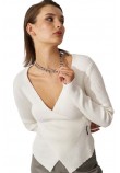 ALE BLOUSE KNIT RIBBED 8P20477 ΜΠΛΟΥΖΑ ΠΛΕΚΤΗ ΓΥΝΑΙΚΕΙΑ WHITE