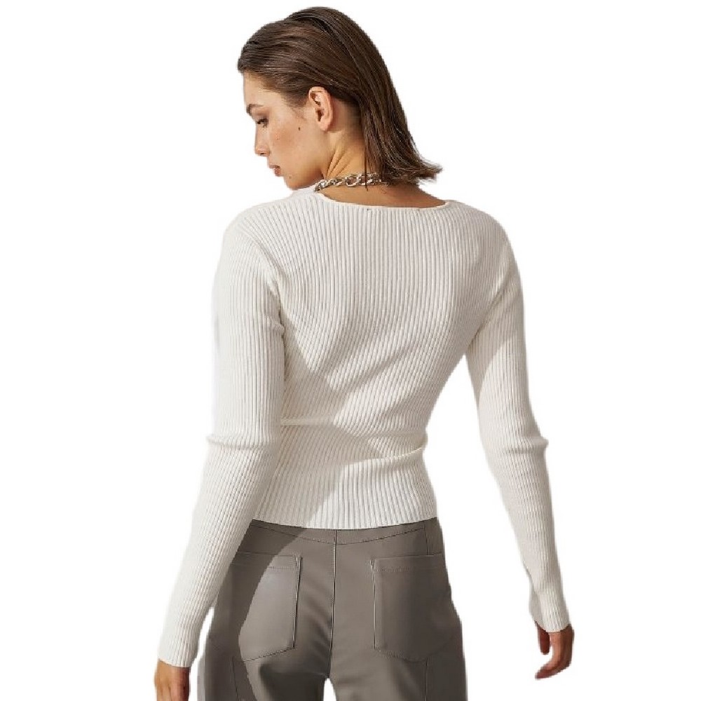 ALE BLOUSE KNIT RIBBED 8P20477 ΜΠΛΟΥΖΑ ΠΛΕΚΤΗ ΓΥΝΑΙΚΕΙΑ WHITE