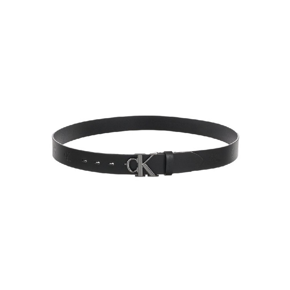 CALVIN KLEIN JEANS ROUND MONO PLAQUE BELT AOP 35MM ΖΩΝΗ ΑΝΔΡΙΚΗ BLACK