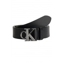 CALVIN KLEIN JEANS ROUND MONO PLAQUE BELT AOP 35MM ΖΩΝΗ ΑΝΔΡΙΚΗ BLACK