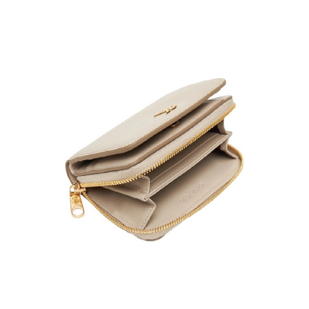 CALVIN KLEIN MNML MNGRM LTHR MD F ΠΟΡΤΟΦΟΛΙ ΓΥΝΑΙΚΕΙΟ BEIGE
