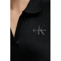 CALVIN KLEIN JEANS LS MONOLOGO RIB POLO MINI DRESS ΦΟΡΕΜΑ ΓΥΝΑΙΚΕΙΟ BLACK