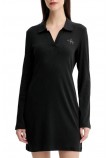 CALVIN KLEIN JEANS LS MONOLOGO RIB POLO MINI DRESS ΦΟΡΕΜΑ ΓΥΝΑΙΚΕΙΟ BLACK