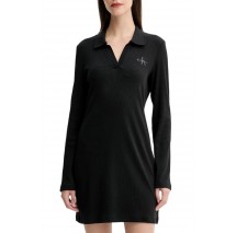 CALVIN KLEIN JEANS LS MONOLOGO RIB POLO MINI DRESS ΦΟΡΕΜΑ ΓΥΝΑΙΚΕΙΟ BLACK