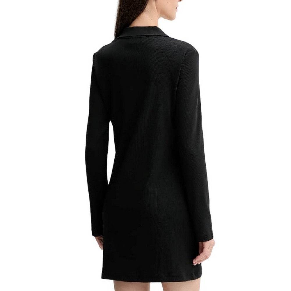 CALVIN KLEIN JEANS LS MONOLOGO RIB POLO MINI DRESS ΦΟΡΕΜΑ ΓΥΝΑΙΚΕΙΟ BLACK