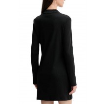 CALVIN KLEIN JEANS LS MONOLOGO RIB POLO MINI DRESS ΦΟΡΕΜΑ ΓΥΝΑΙΚΕΙΟ BLACK